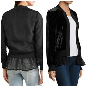 Maille Clu Black Jacket Mesh Bomber Jacket Size Small NWT
